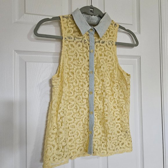 Lacy collared sleeveless blouse - Picture 1 of 9